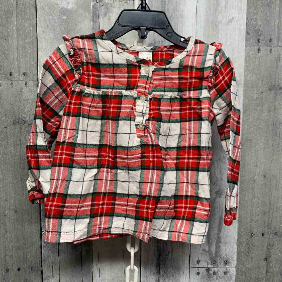 Size 24 Months White/Red Carter's Long Sleeve Shirt