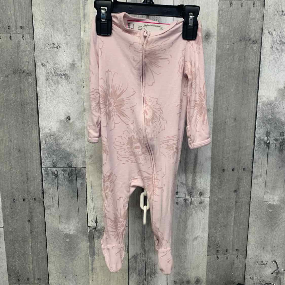 Size 0-3 Months Pink Print Cloud Island Footy PJs