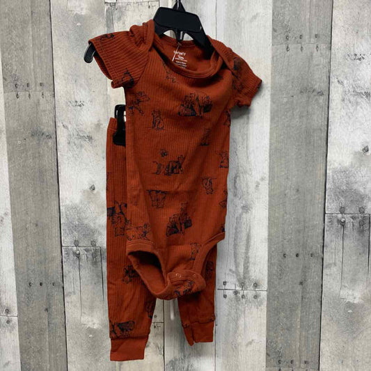 Size 12 Months Brown Print Carter's Shirt/Pants