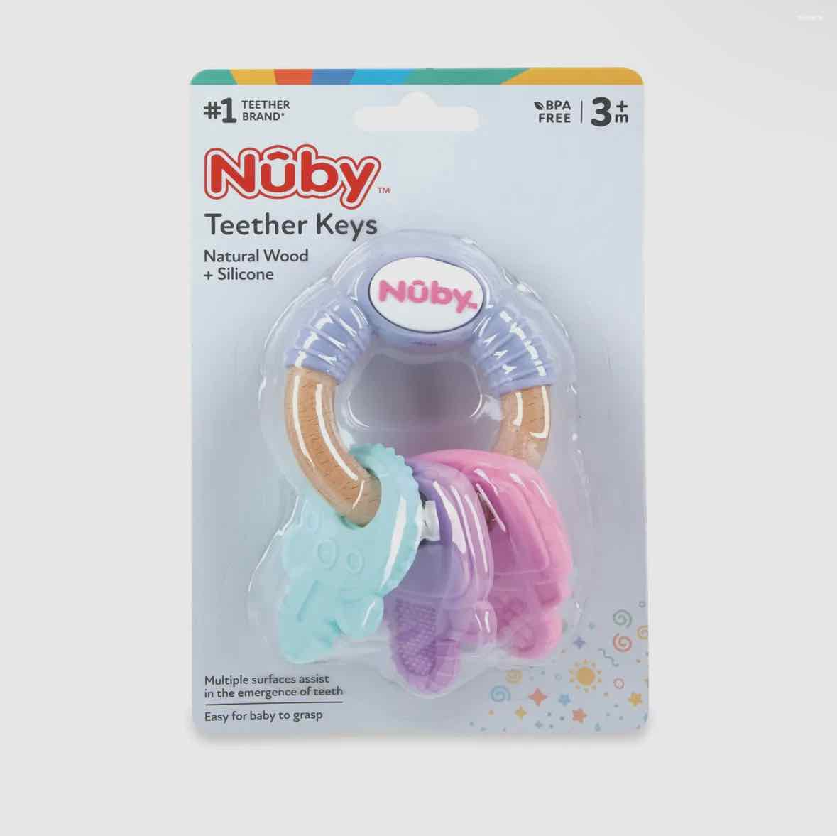 Nuby Natural Wood & Silicone Teether Keys - OodlesCB