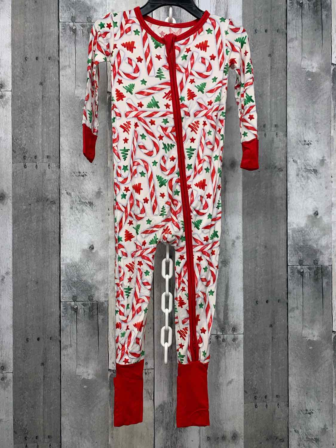 Size 2T White/Red Bamboo Footy PJs