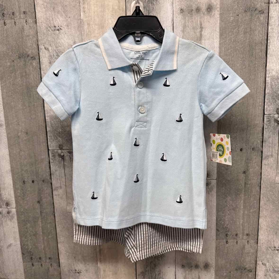 Size 18 Months Navy/Gray Little Me Shirt/Shorts