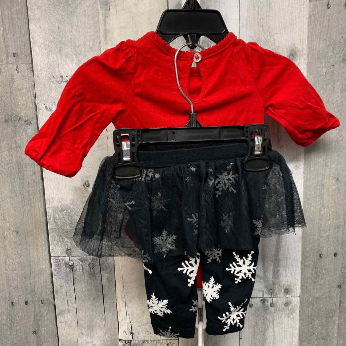 Size 3 Months Red/Black Carter's Shirt/Leggings