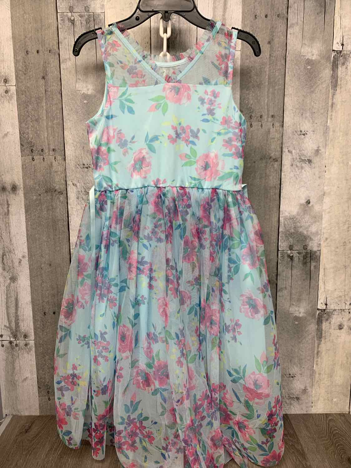 Size 10/12 Blue Floral Print Zunie Dress - Party