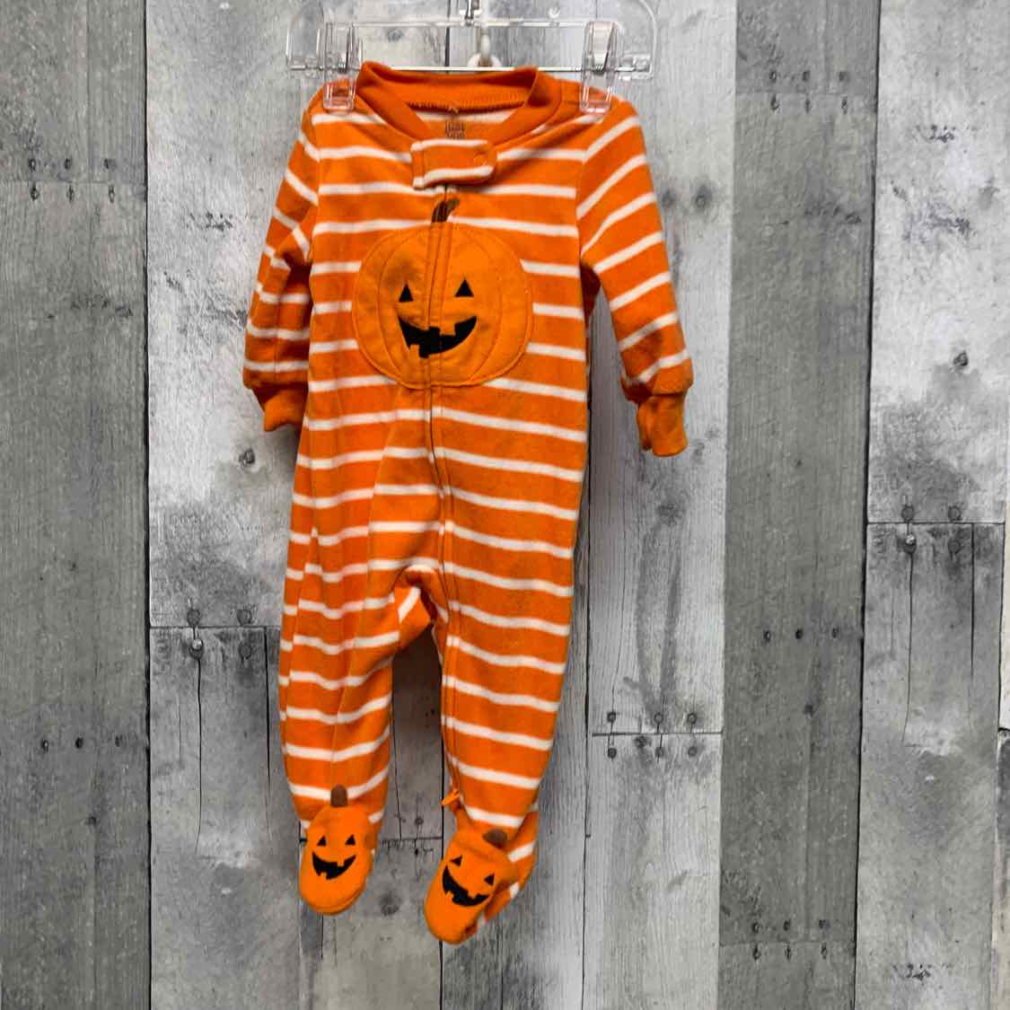 Size 3 Months Orange Striped Just One You Footy PJs