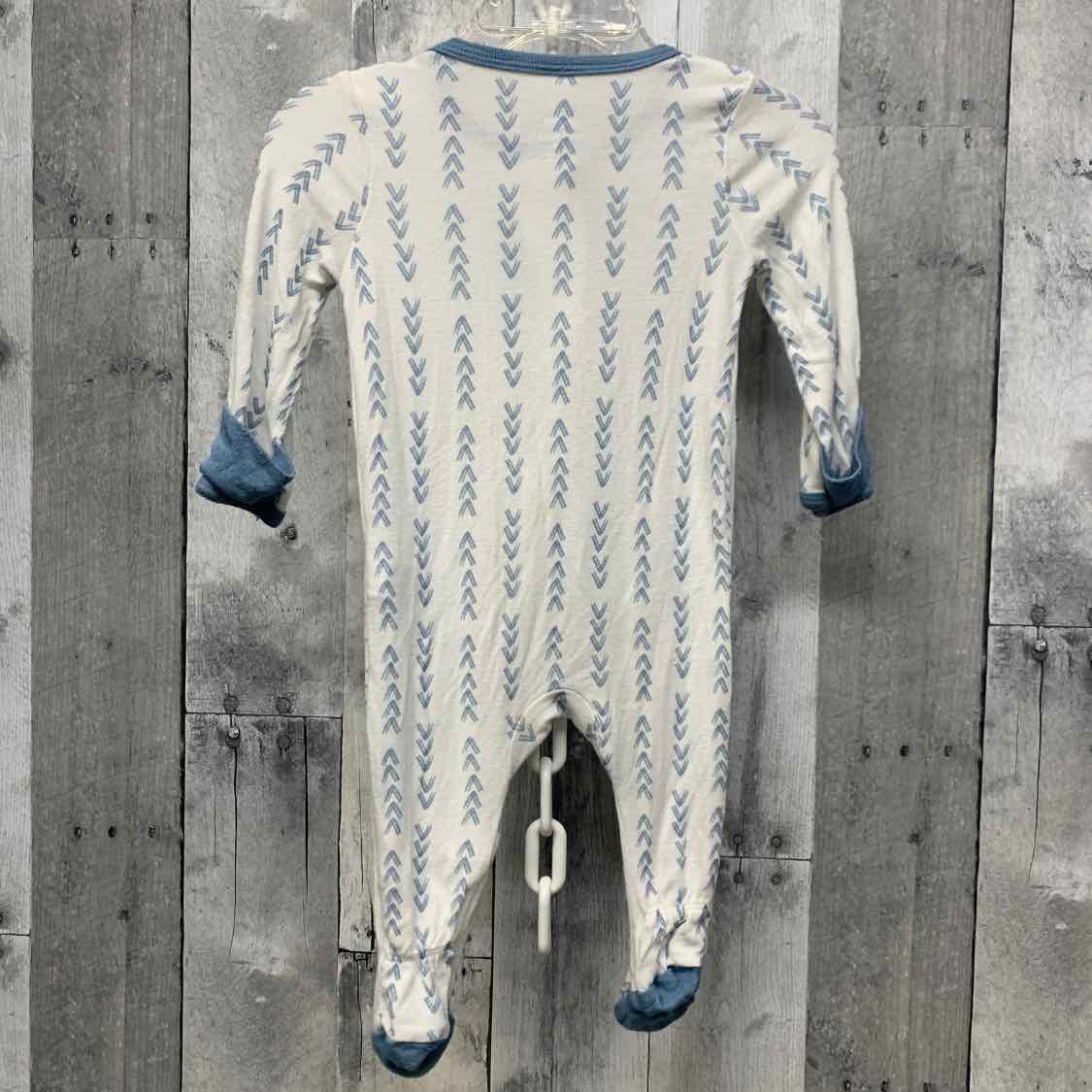Size 0-3 Months White/Blue Cloud Island Footy PJs