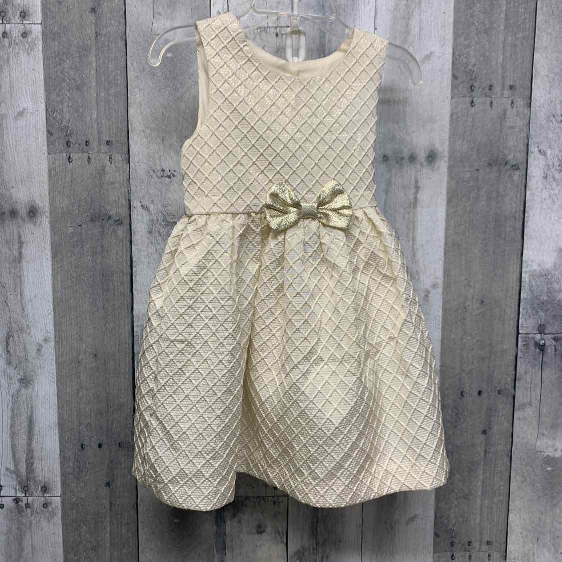 Size 3T White/Gold Nannette Dress - Party