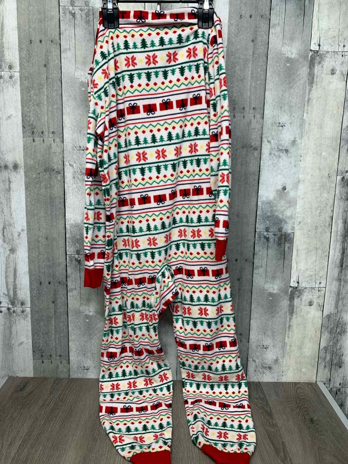 Size 10/12 White/Red Holiday Brands Footy PJs