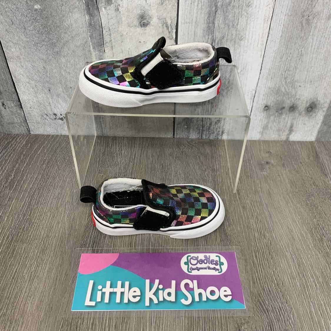Size 4.5 Black Checker Vans Sneakers - OodlesCB