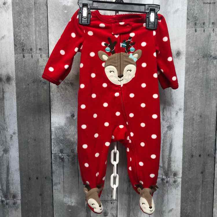 Size 3 Months Red Print Just One You Footy PJs