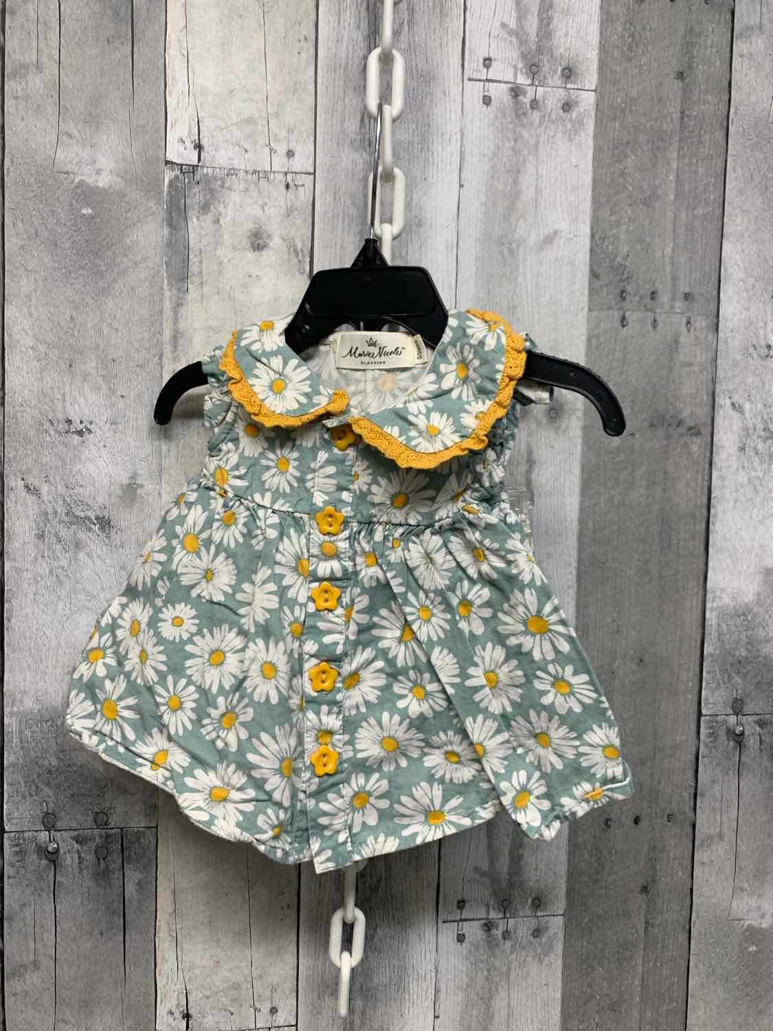 Size 0-3 Months Green/Yellow Name Brand 2pc Dress
