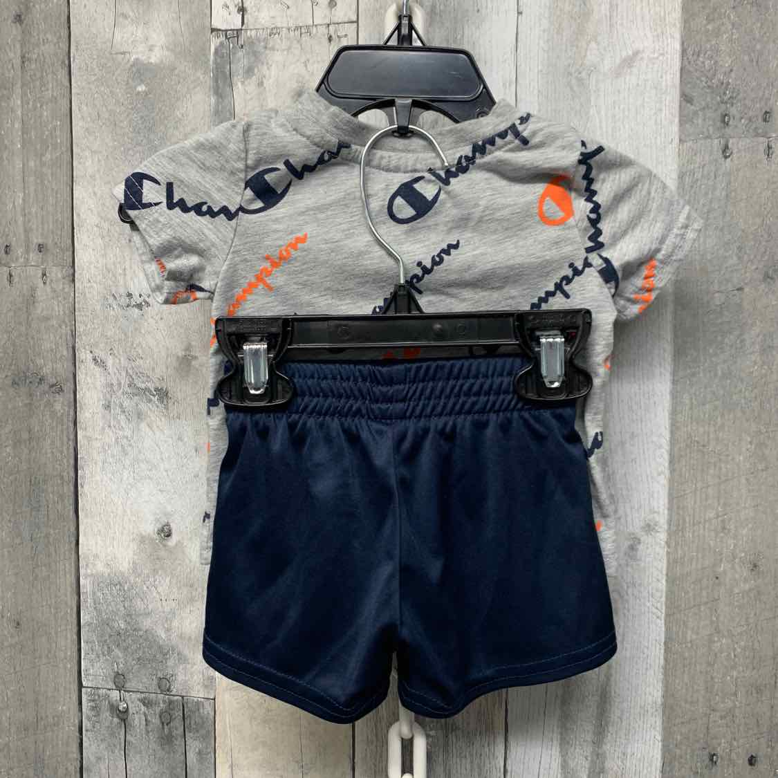 Size 0-3 Months Gray/Navy Champion Shirt/Shorts