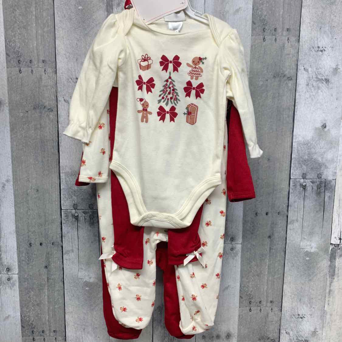 Size 6-9 Months Red/Ivory Nicole Miller Footy PJs