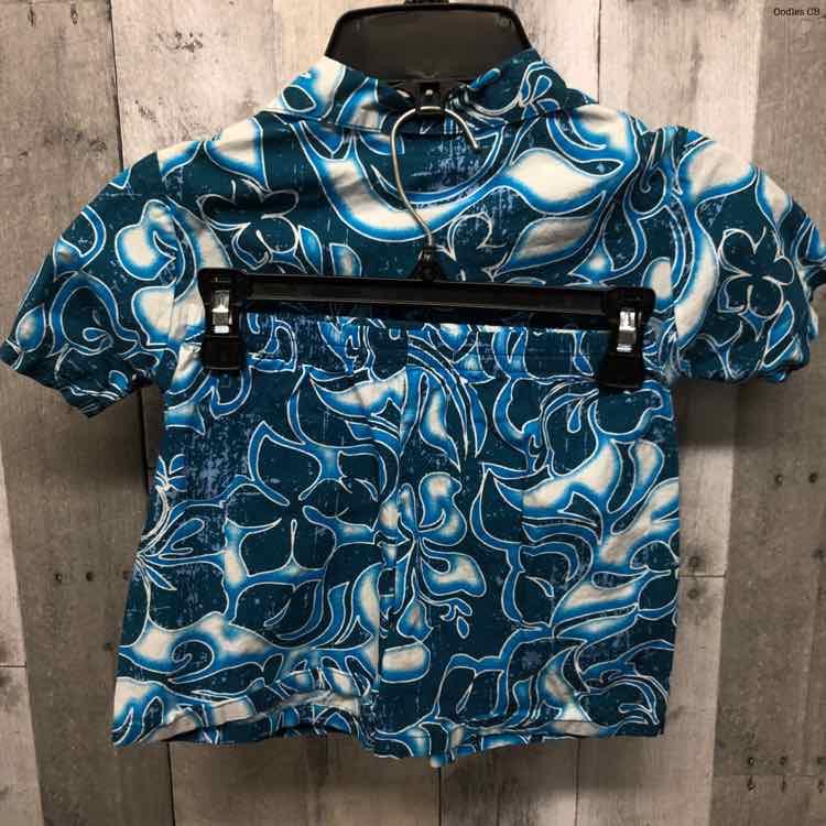 Size 4 Blue Floral Print B Brand Shirt/Shorts