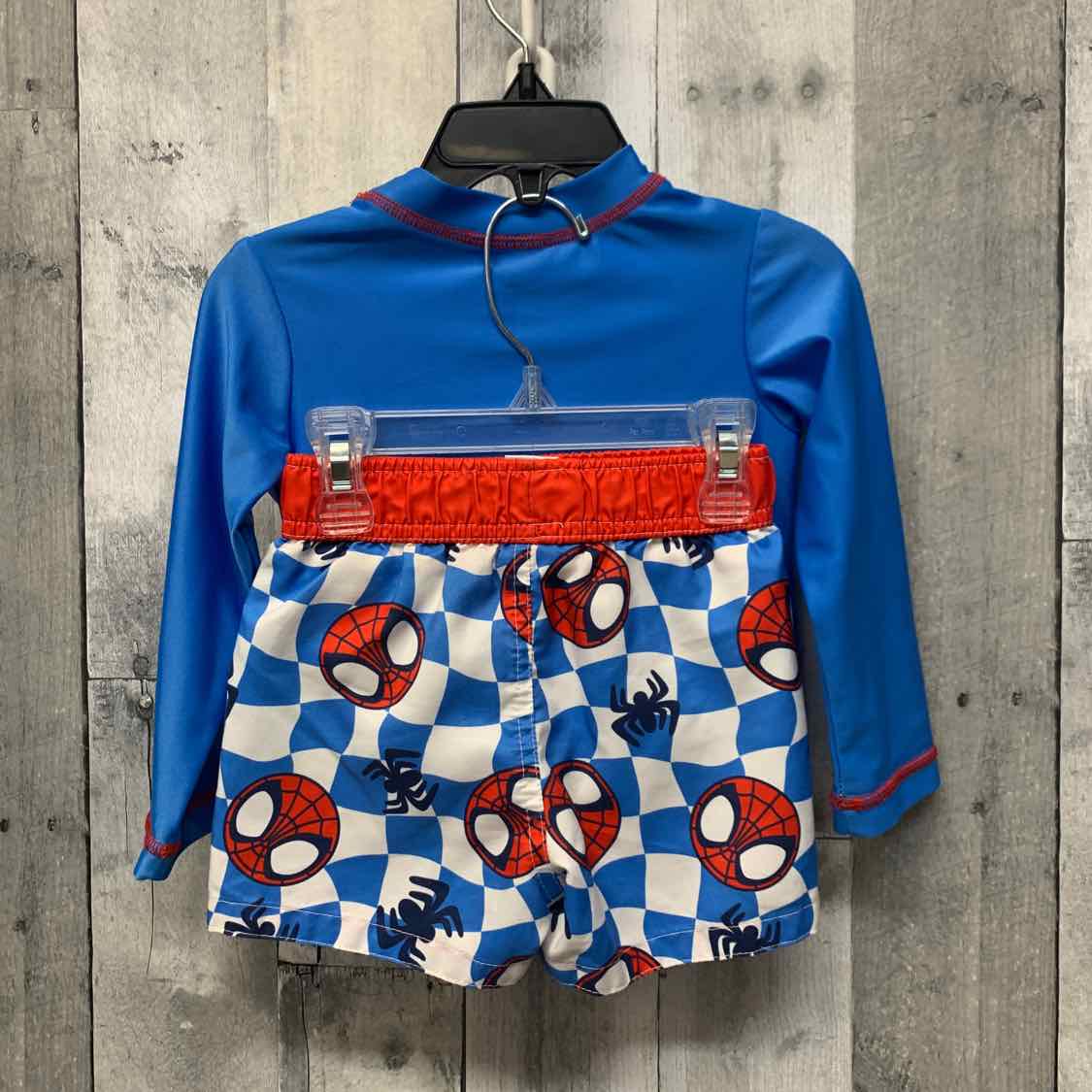 Size 18 Months Blue/White Spiderman 2pc+ Swim Suit