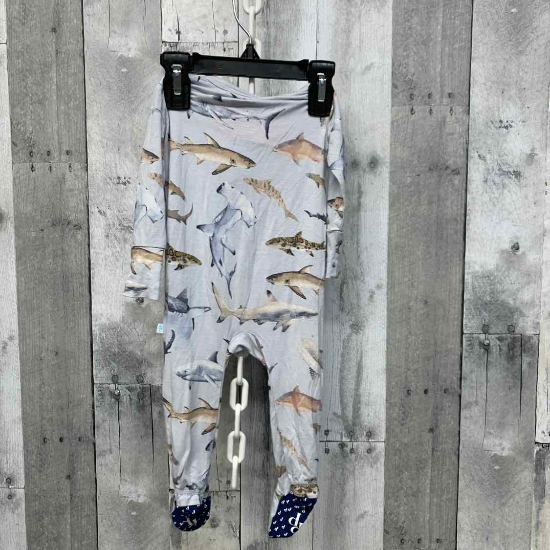 Size 3-6 Months Gray/Blue Posh Peanut Footy PJs