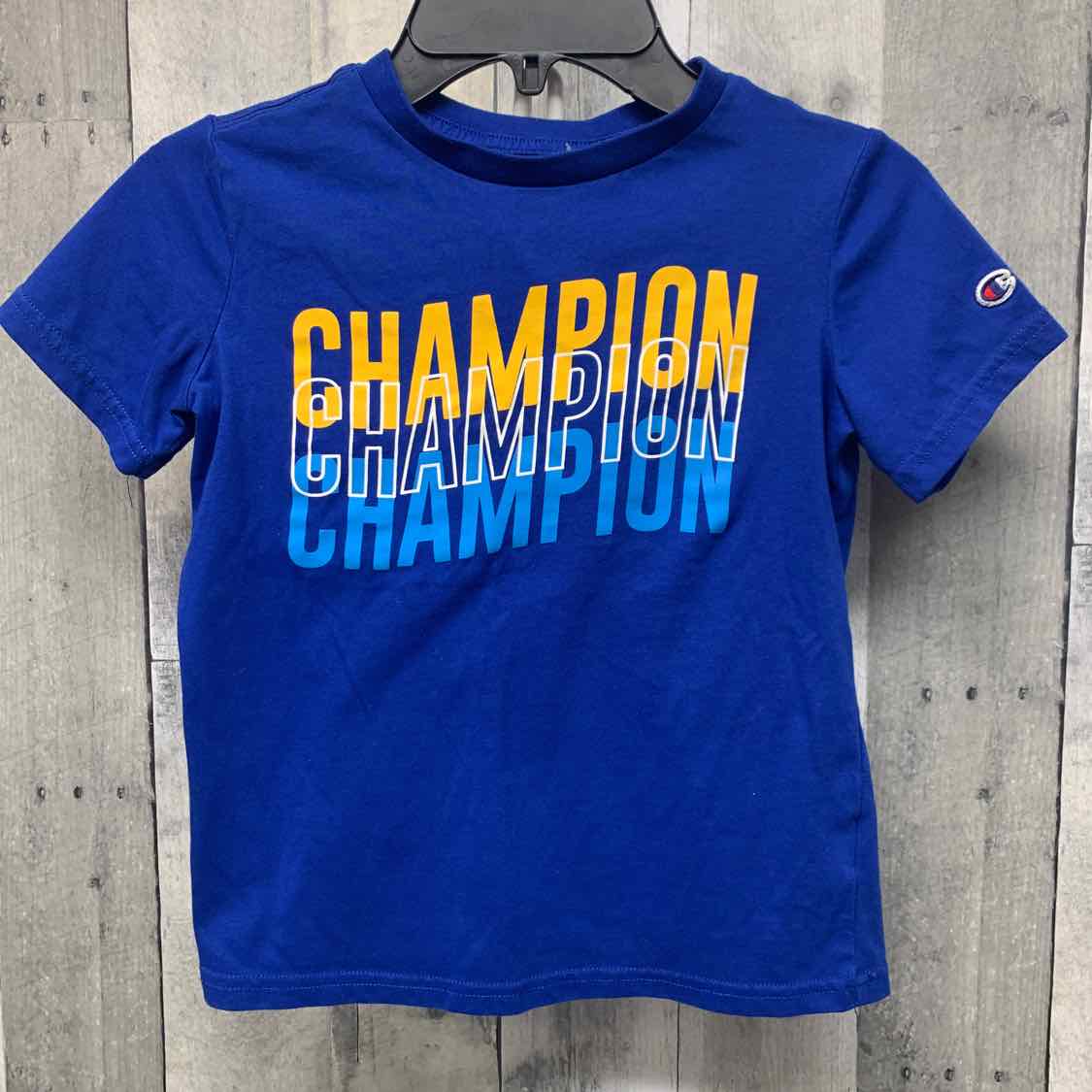 Size 6 Blue/Yellow Champion T Shirt - OodlesCB