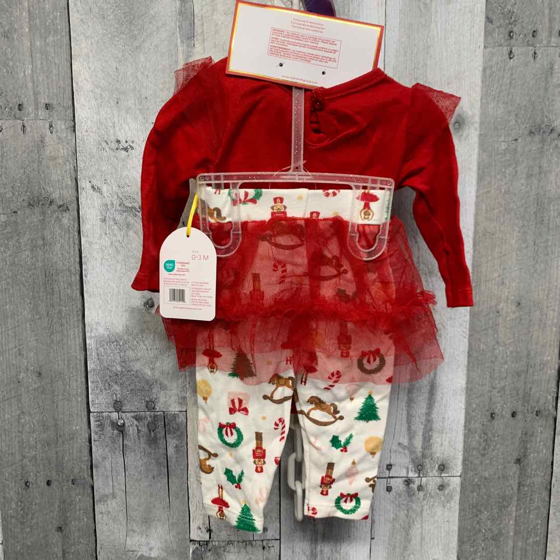 Size 0-3 Months Red/White B Brand Shirt/Leggings