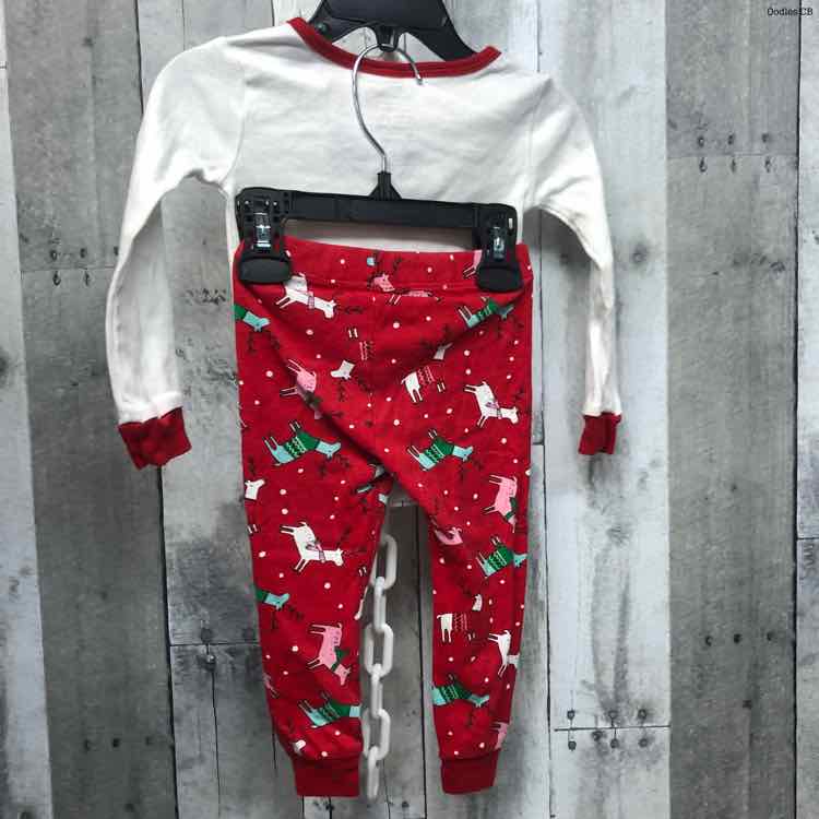 Size 18 Months White/Red Members Mark 2pc PJs