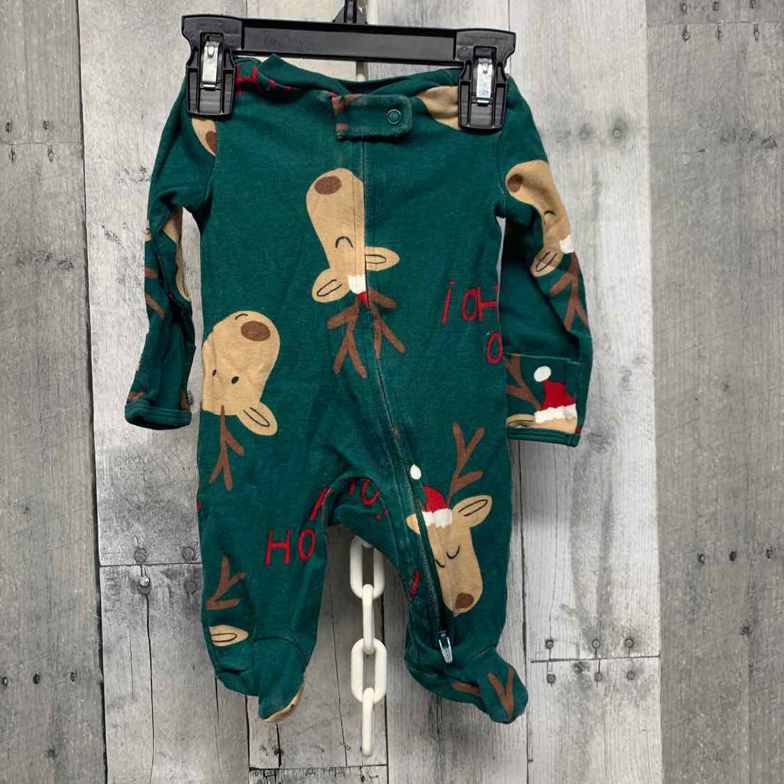Size Newborn Green Print Carter's Footy PJs