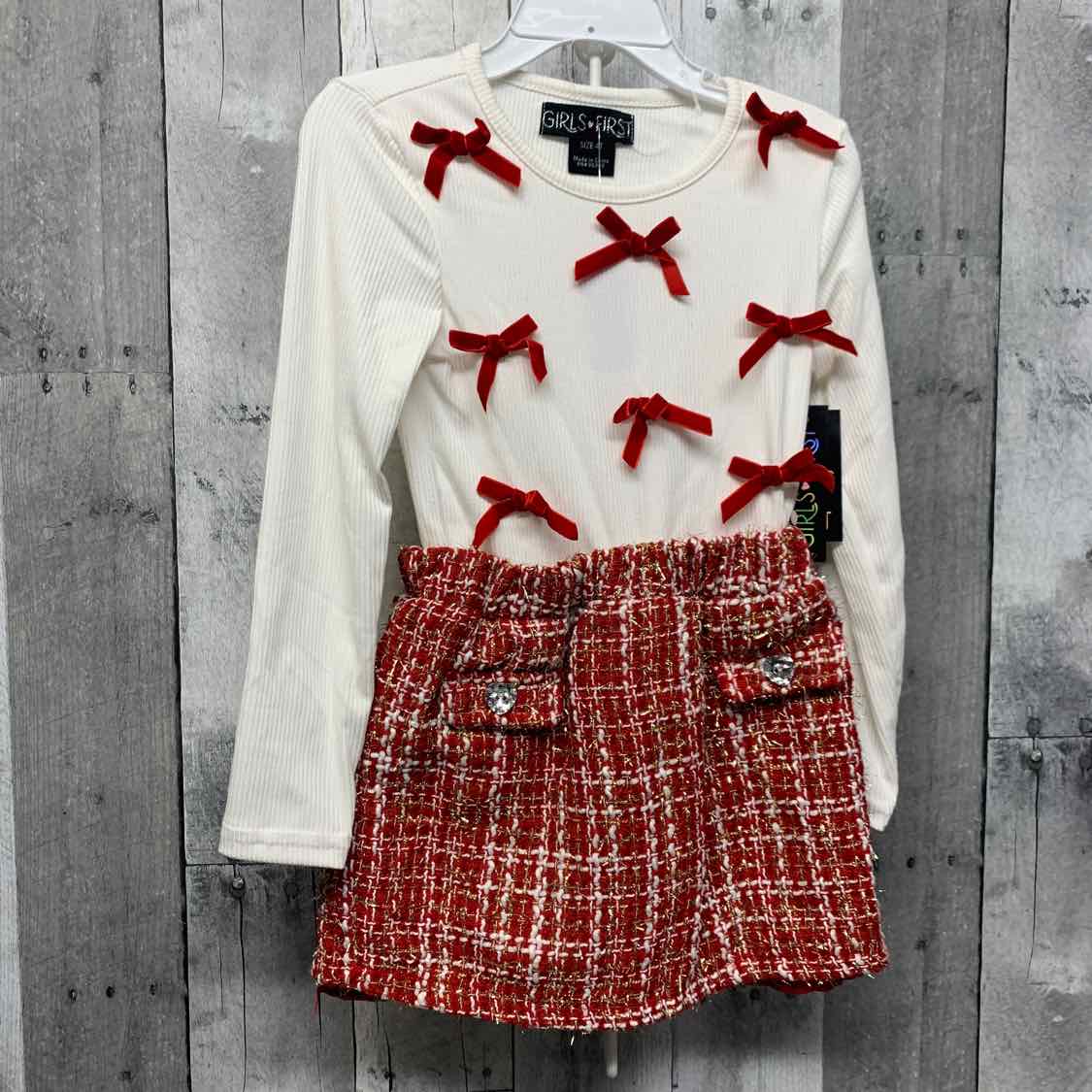 Size 4T White/Red B Brand Dress