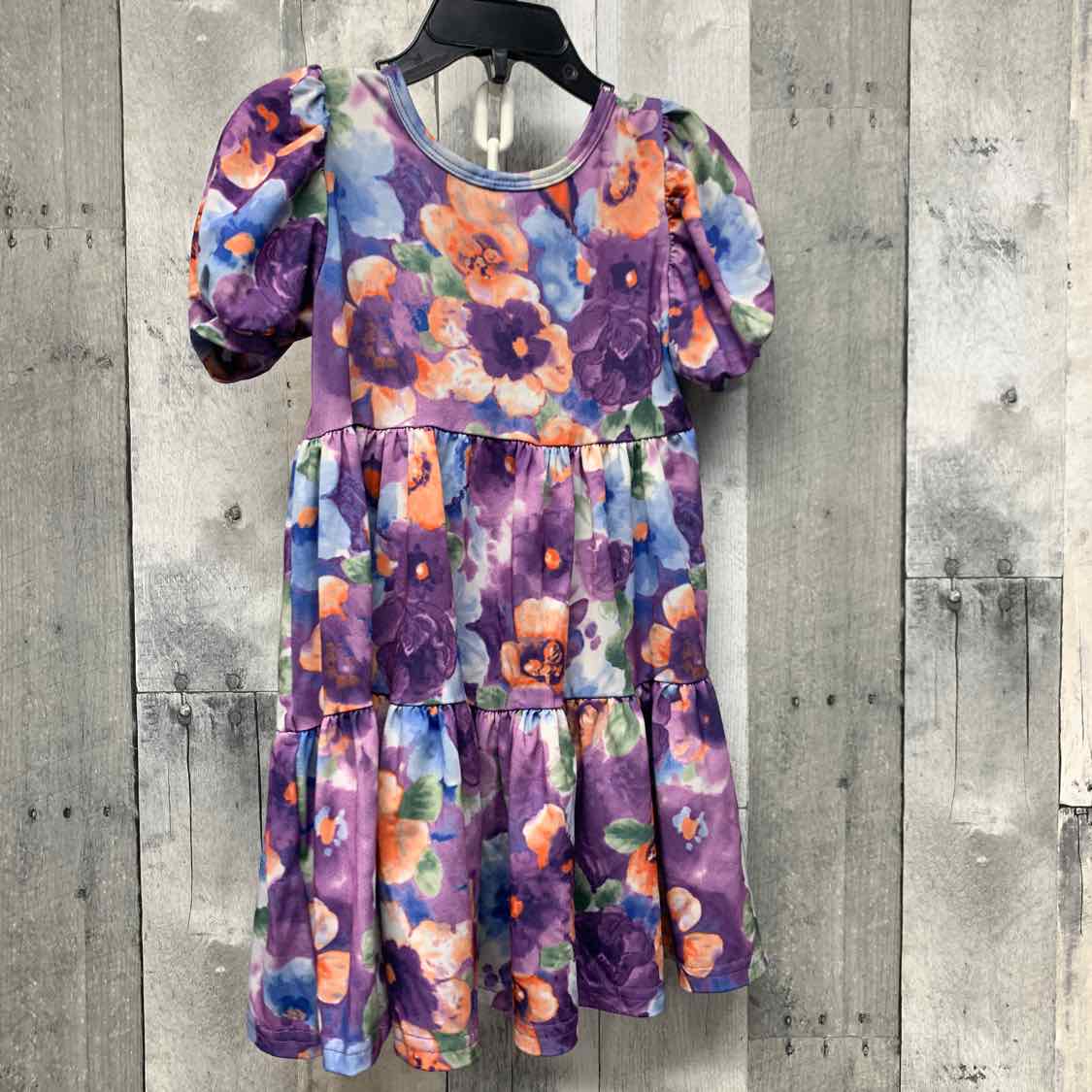 Size 3/4 Purple Floral Print Dot Dot Smile Dress - OodlesCB
