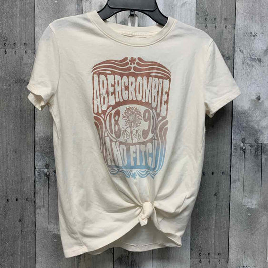 Size 9/10 Ivory Graphic Abercrombie T Shirt
