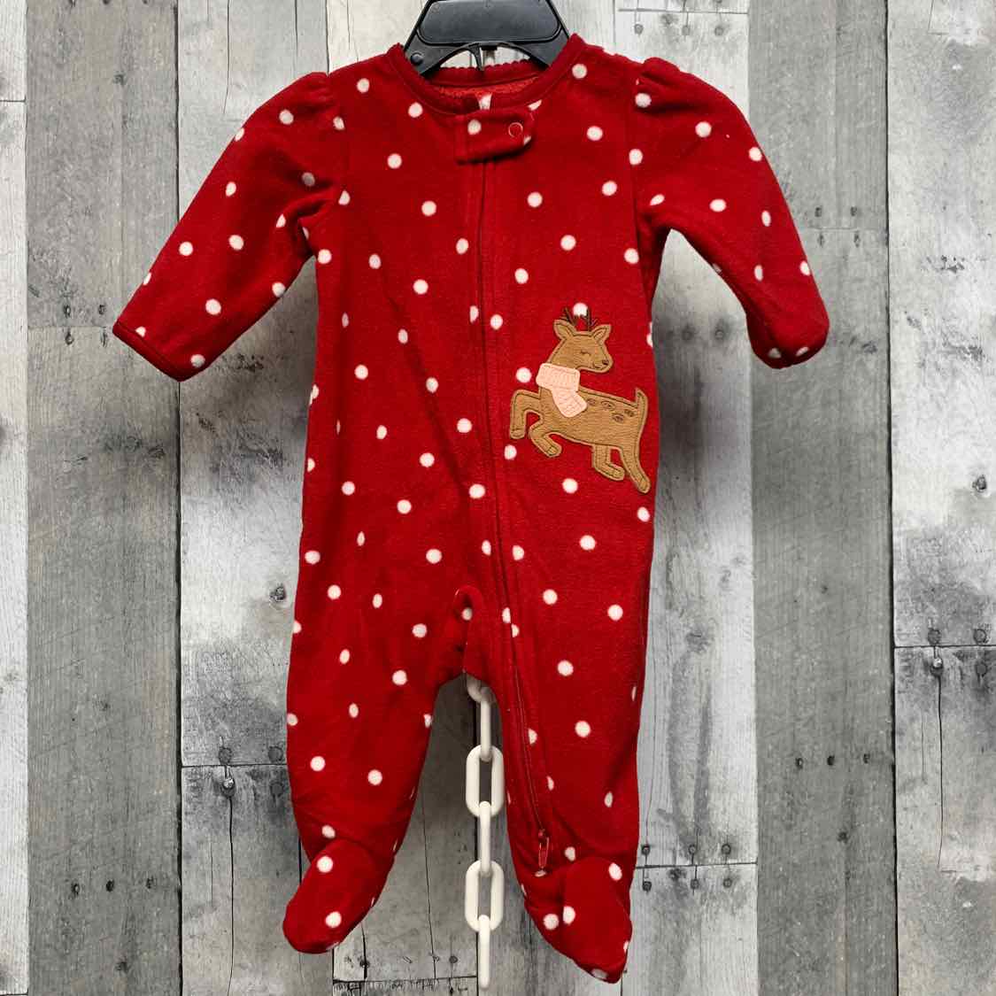Size 0-3 Months Red/White Child of Mine Footy PJs