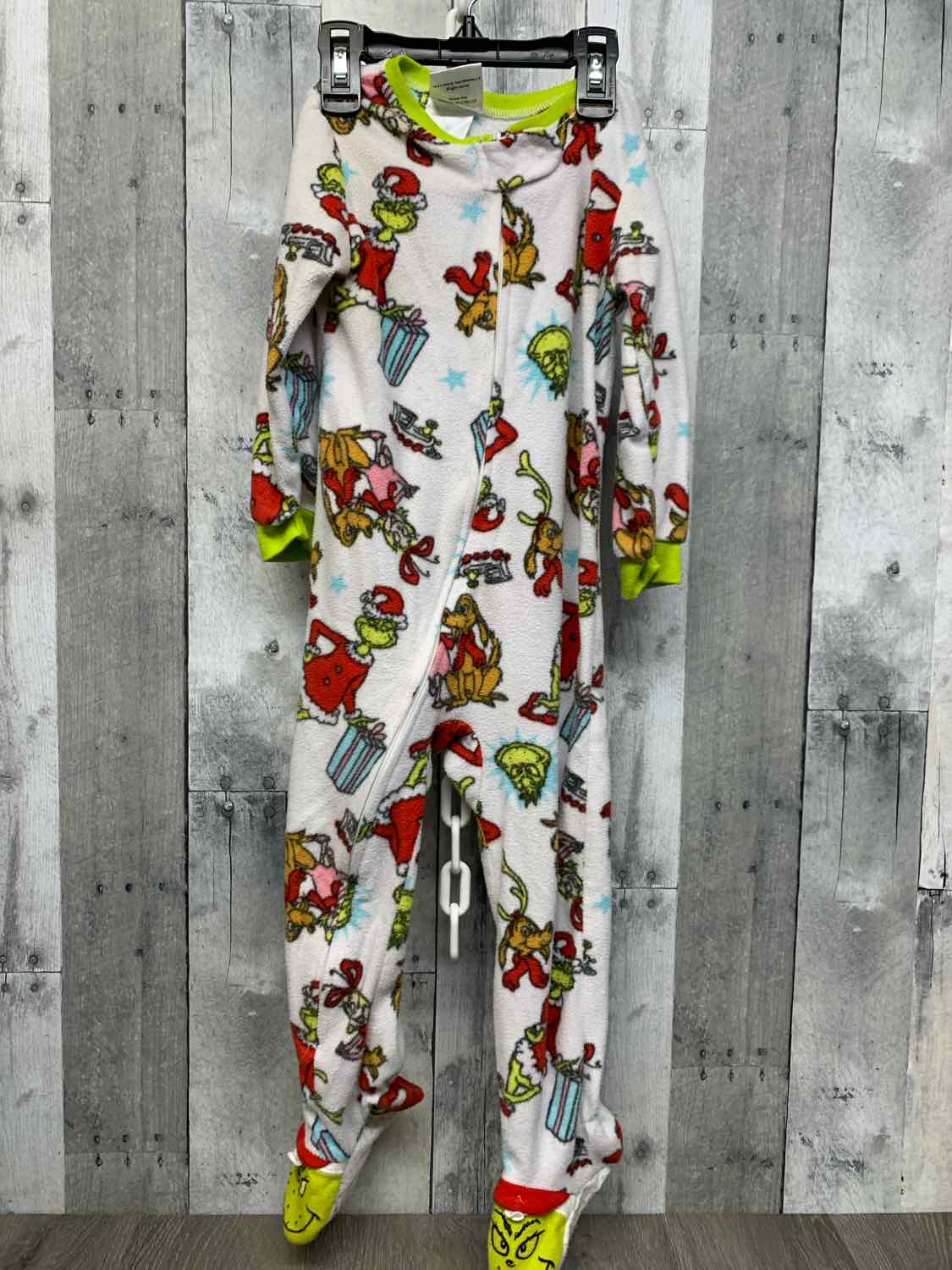 Size 3T White/Green B Brand Footy PJs