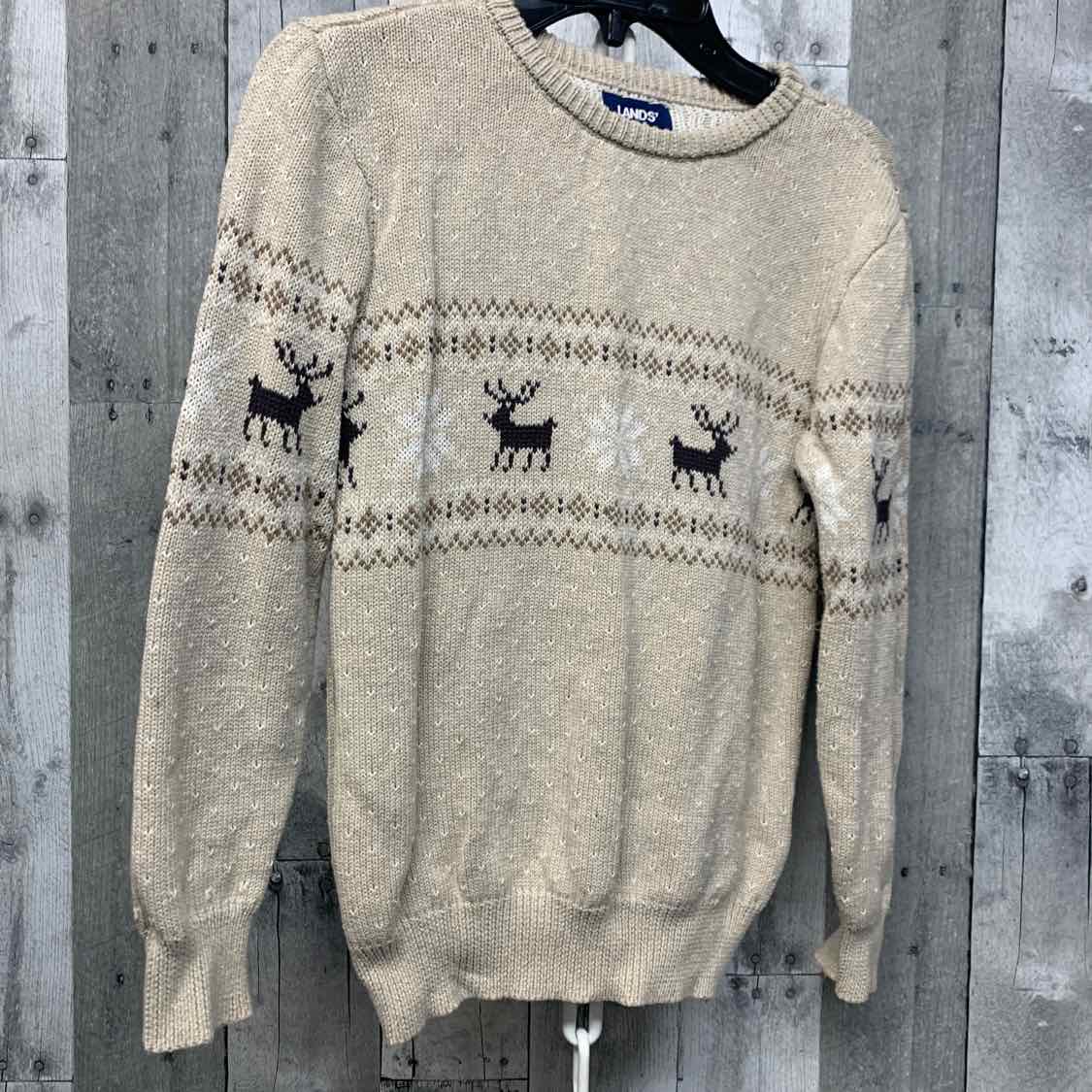 Size 8 Tan/Black Lands' End Sweater - Outer