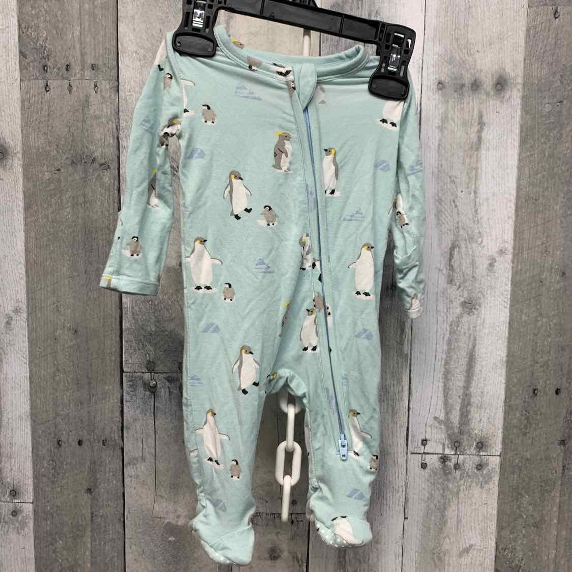 Size Newborn Blue Print Bamboo Footy PJs