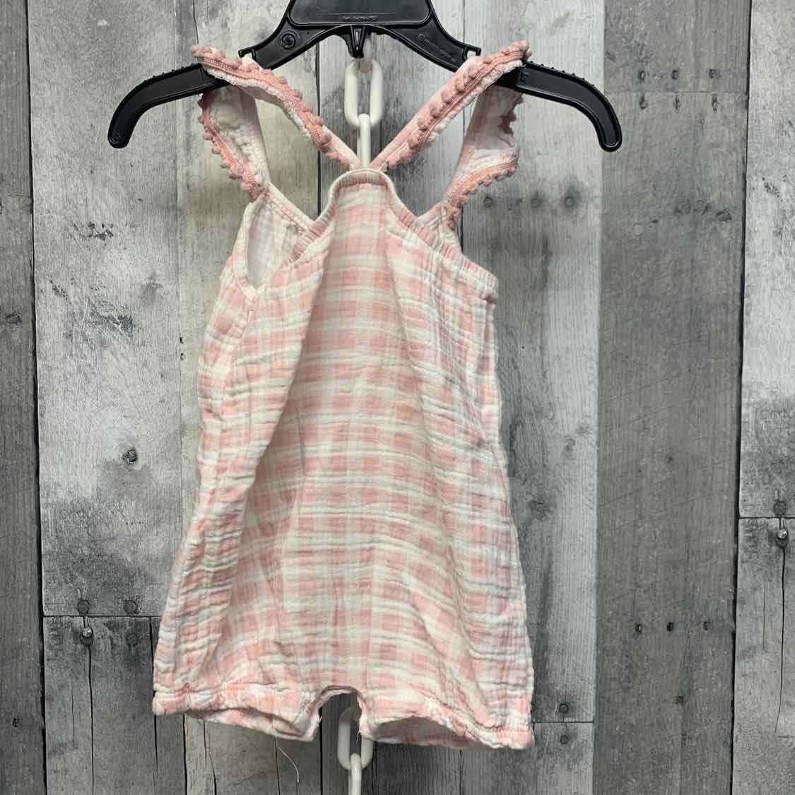 Size 9-12 Months Pink Plaid Mud Pie Romper