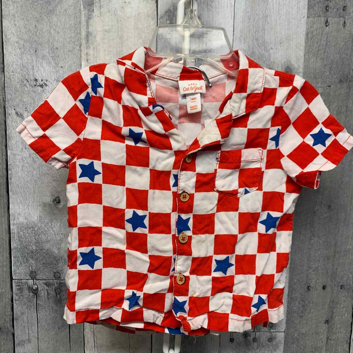 Size 18 Months Red/White Cat & Jack Shirt/Shorts