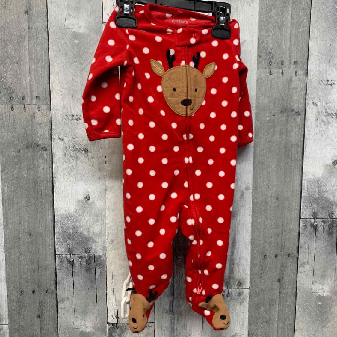 Size 6 Months Red/Brown Just One You Footy PJs