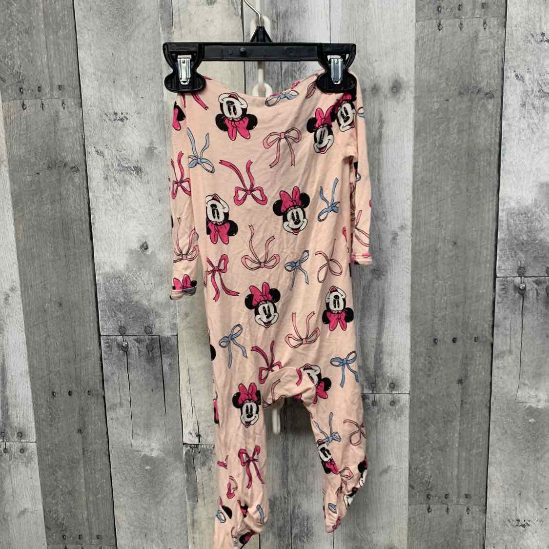Size 0-3 Months Pink Print Disney Footy PJs