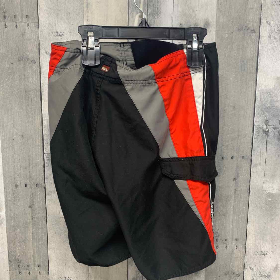 Size 12 Black/Red Quiksilver Swim Trunks