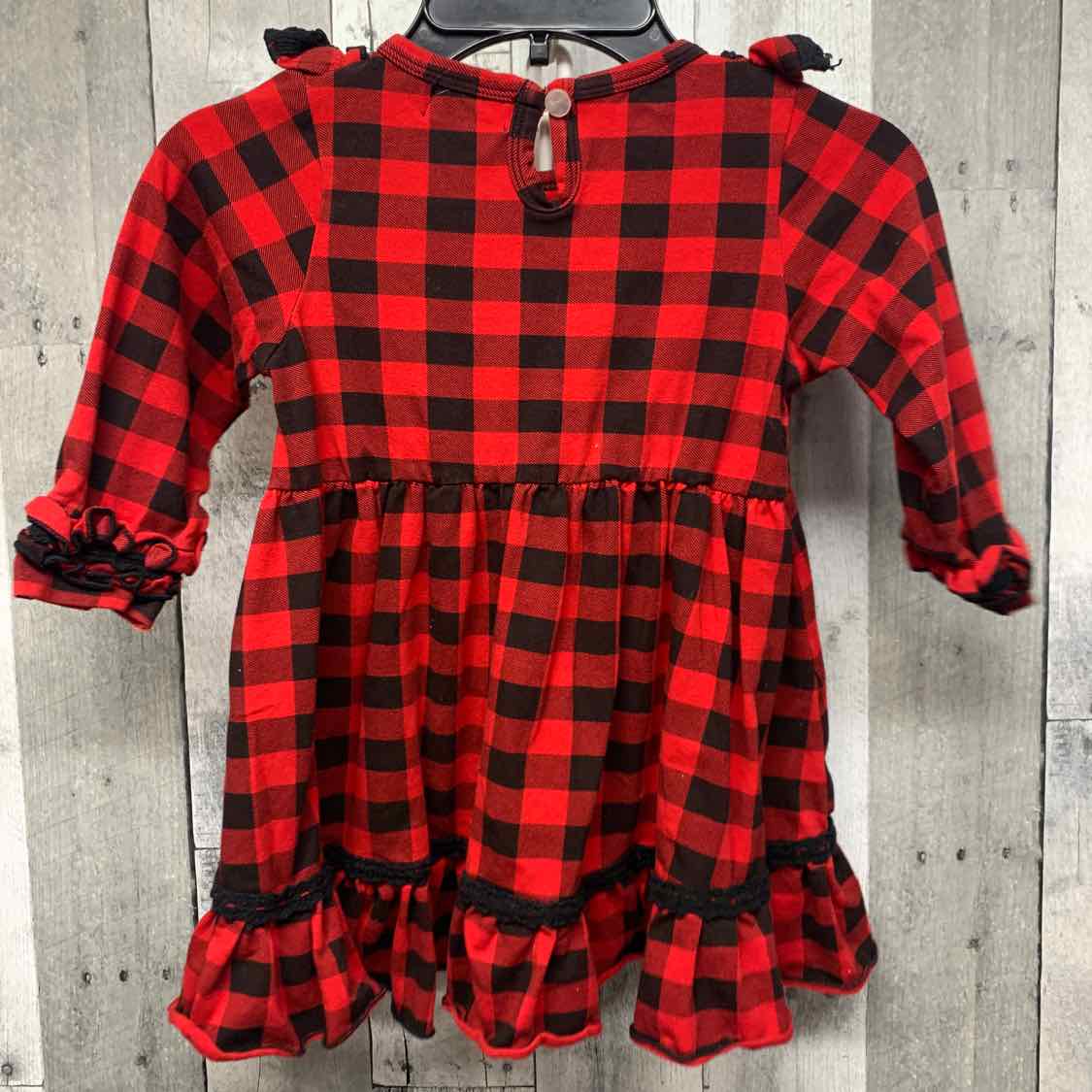 Size 4 Red Plaid B Brand LS Dress