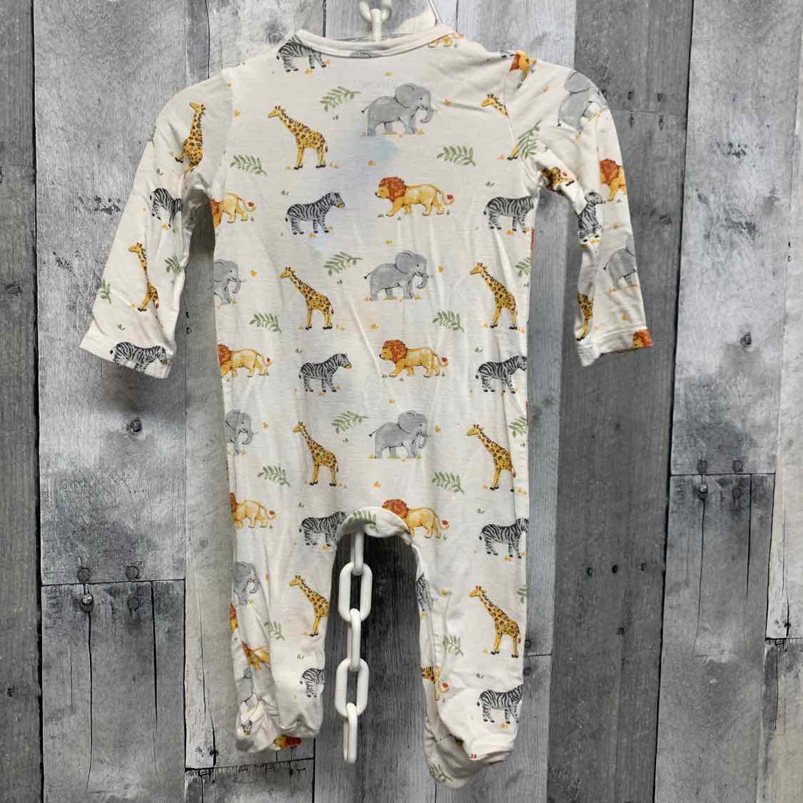 Size 3 Months White Animal Print Little Me Footy PJs