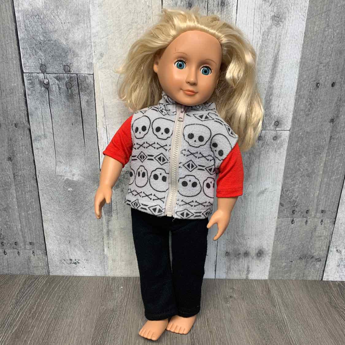 3pc 18" Skull Outfit Shirt/Pants/Vest for Boy Doll - OodlesCB