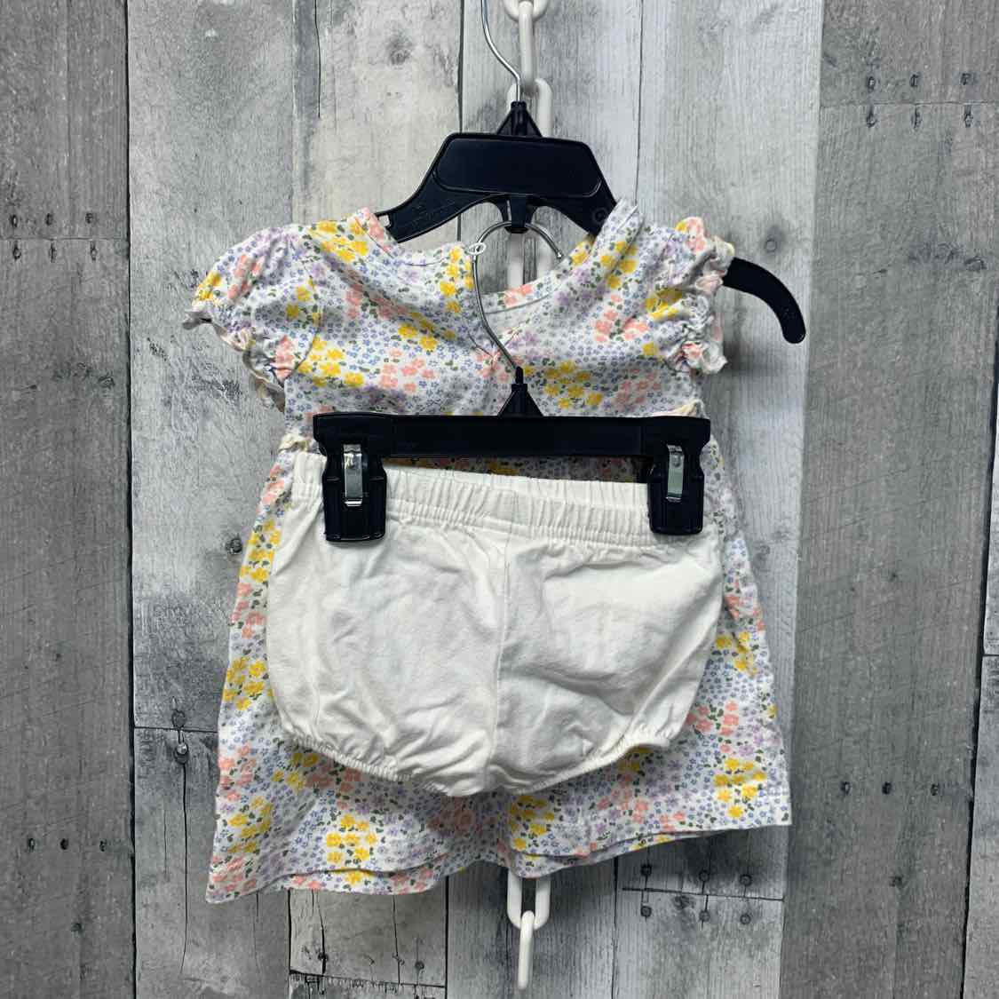 Size 6 Months White Floral Print Just One You 2pc Dress
