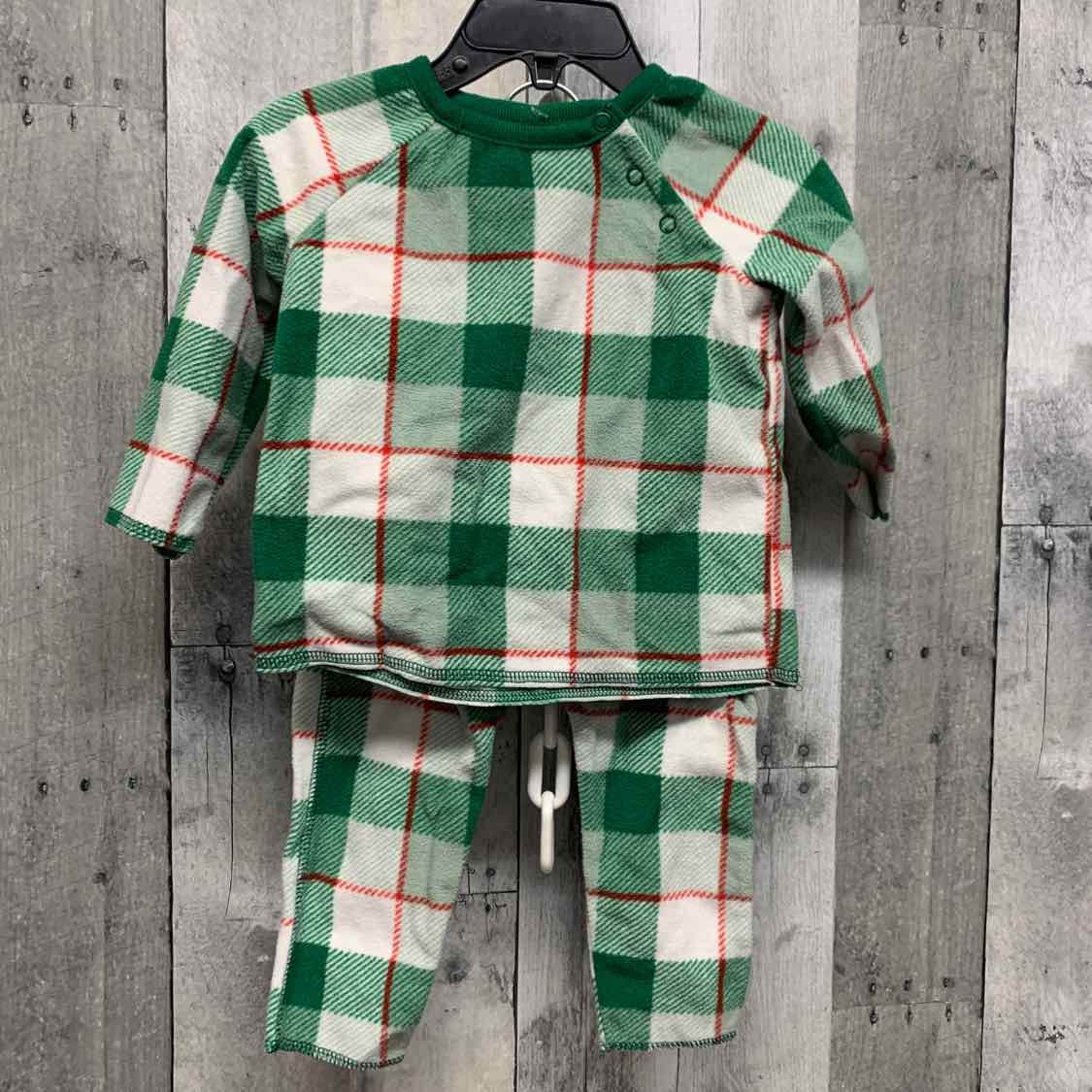 Size 12 Months Green Plaid Carter's 2pc PJs