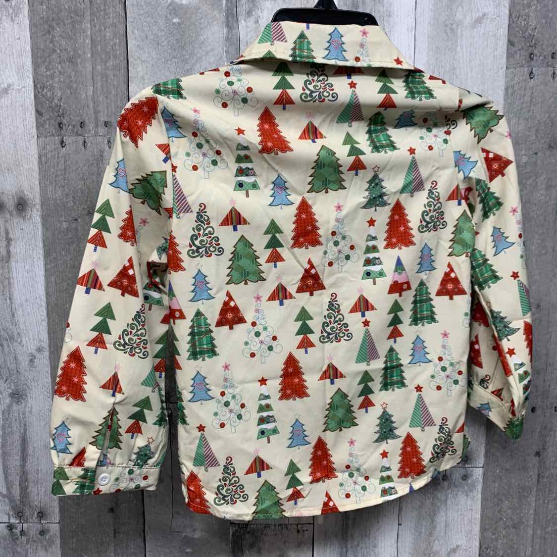 Size 4T Ivory Graphic Boutique Brand LS Button Up