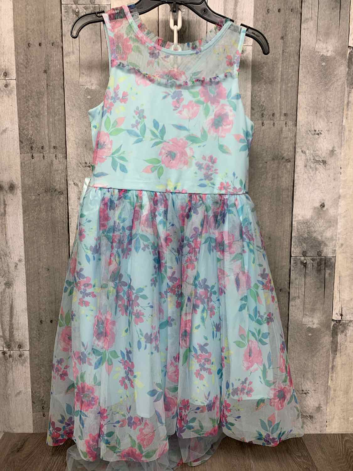 Size 10/12 Blue Floral Print Zunie Dress - Party