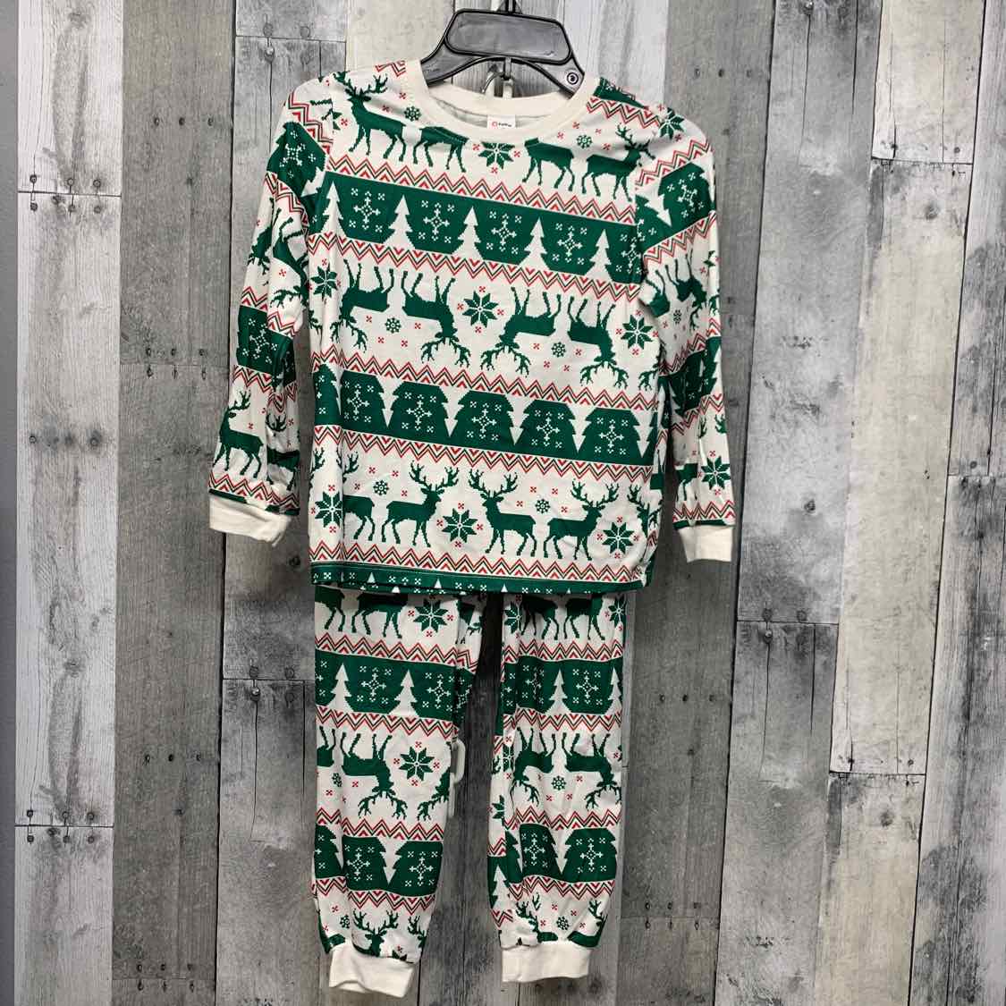 Size 6/7 Green/White B Brand 2pc PJs