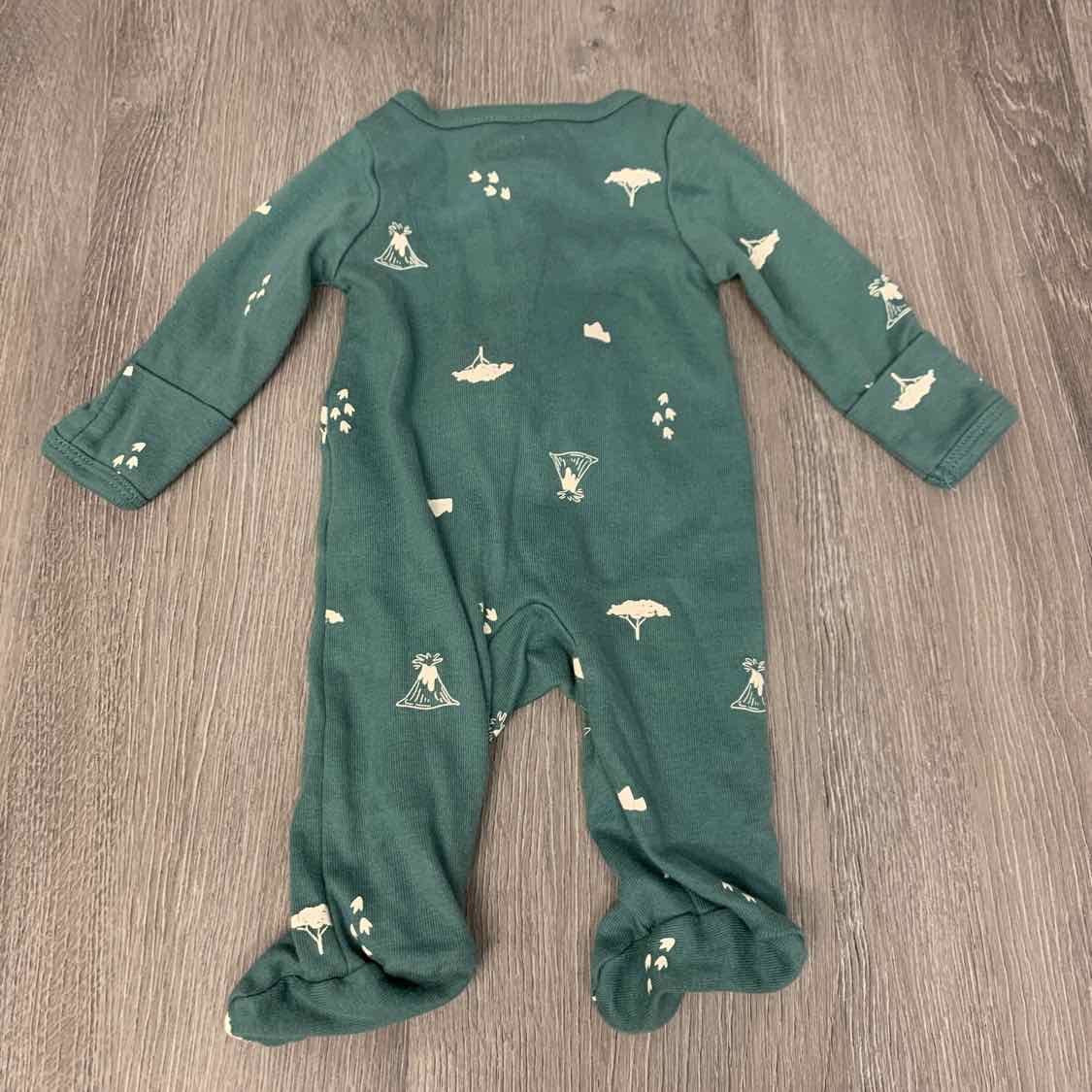 Size Preemie Green Print Child of Mine Footy PJs - OodlesCB