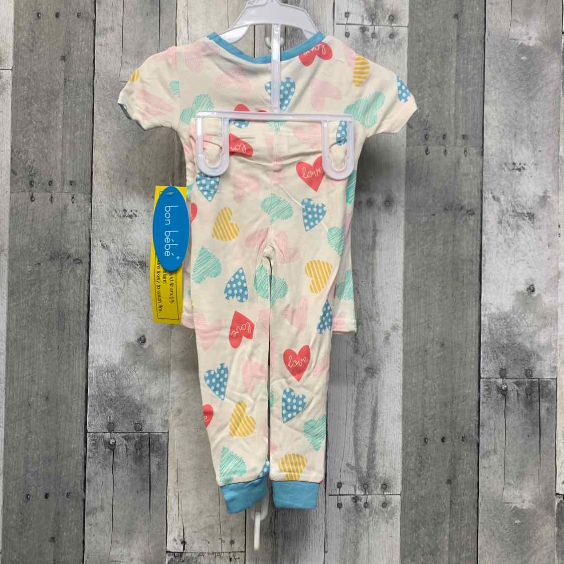 Size 12 Months White/Blue Bon Bebe 2pc PJs - OodlesCB