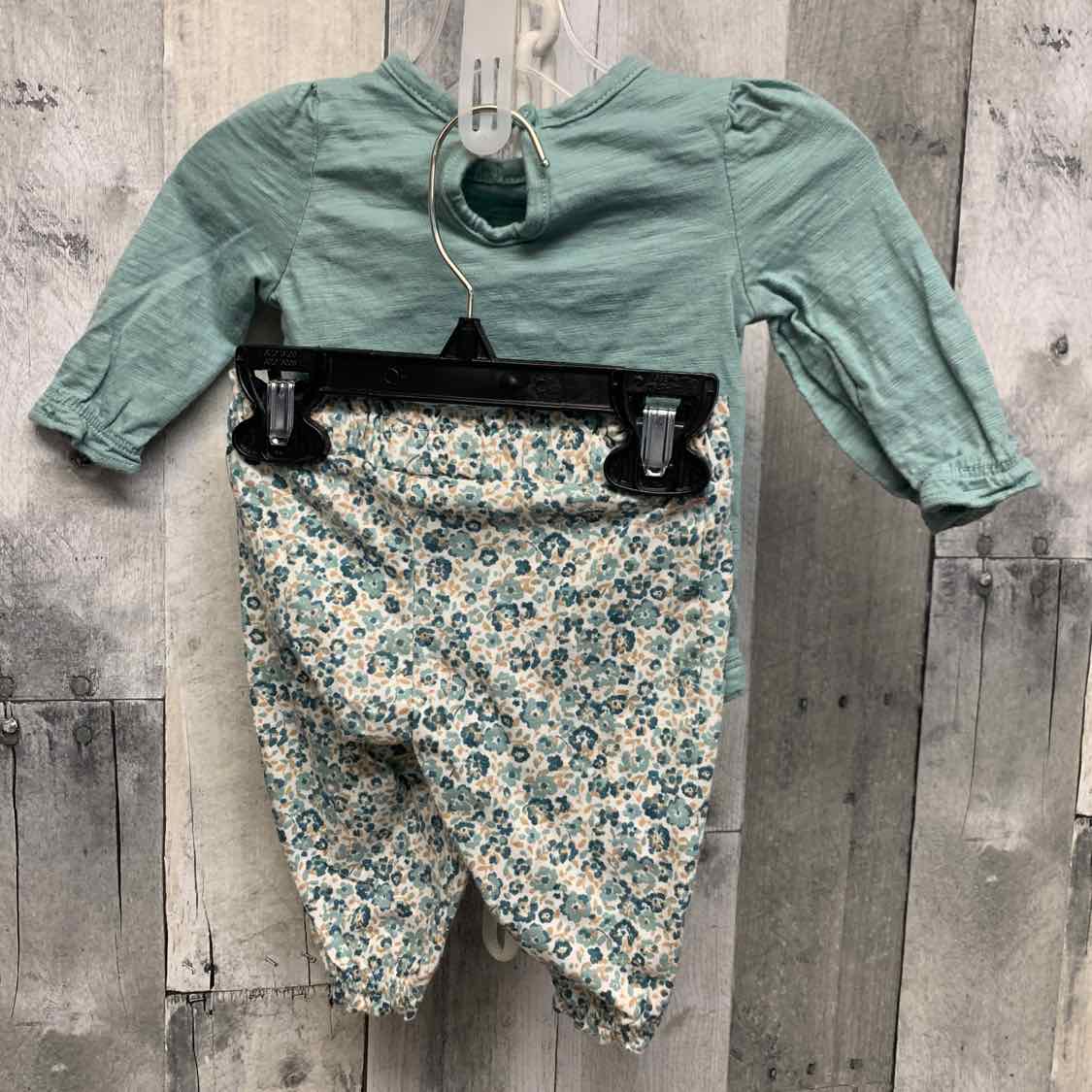 Size 3 Months Blue Floral Print Carter's Shirt/Pants
