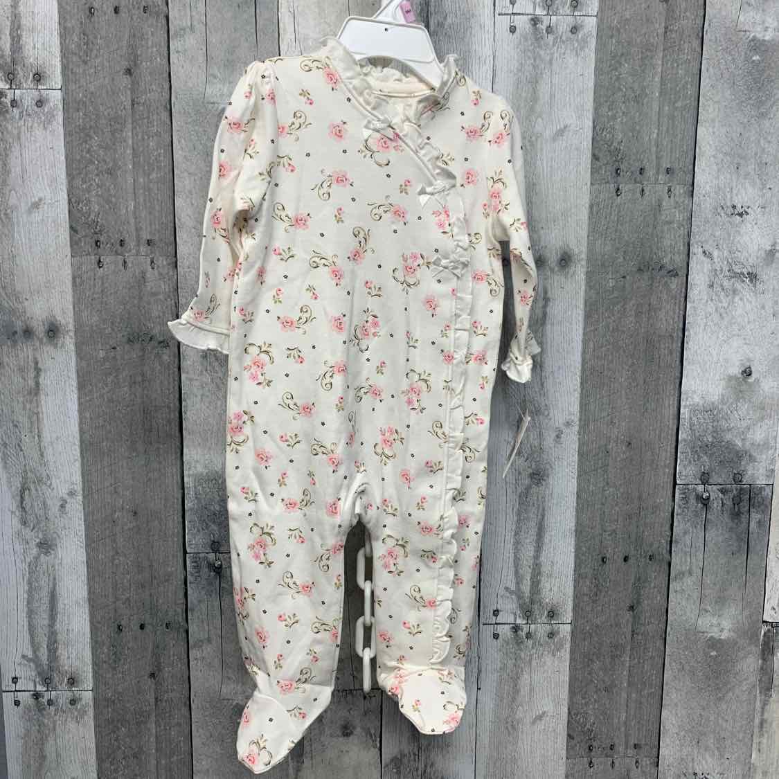 Size 9 Months White/Pink Little Me Footy PJs