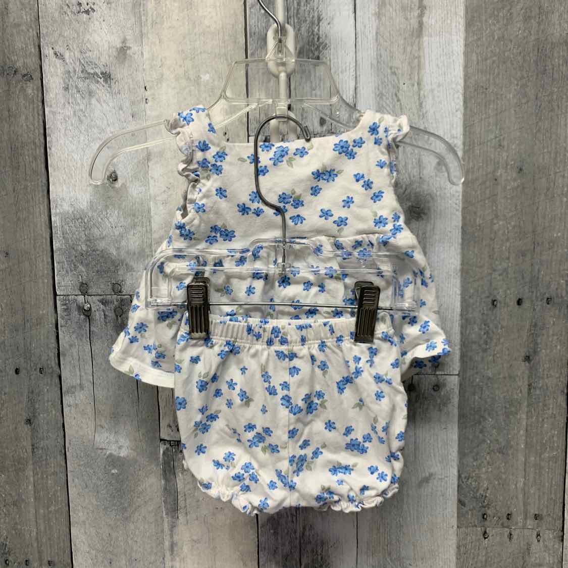 Size 3 Months White/Blue Carter's Shirt/Shorts