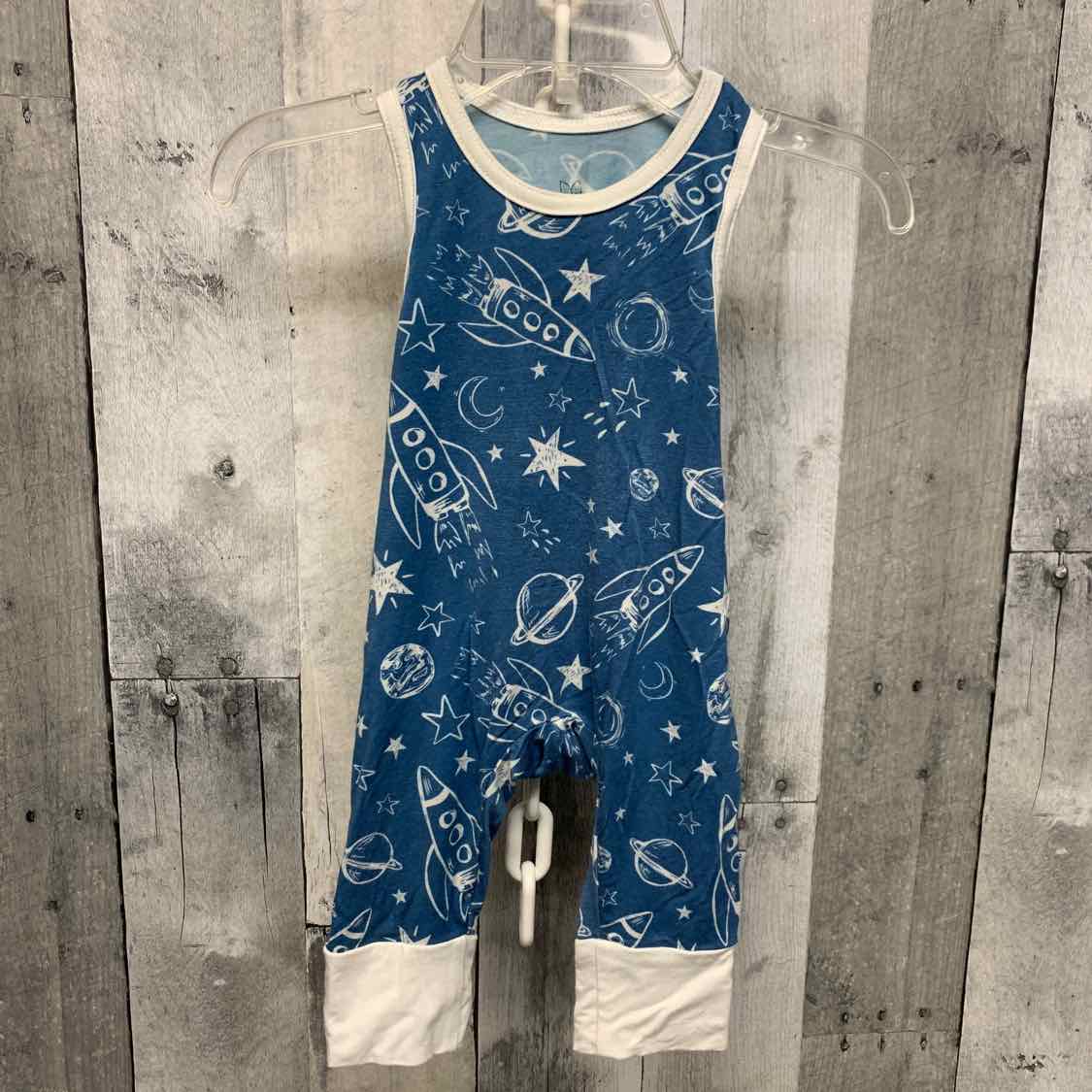 Size Newborn Blue/White Bamboo Romper